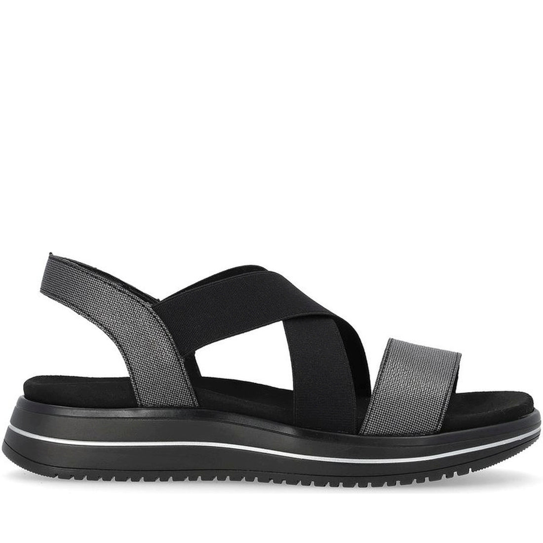 Remonte womens black casual open sandals | Vilbury London