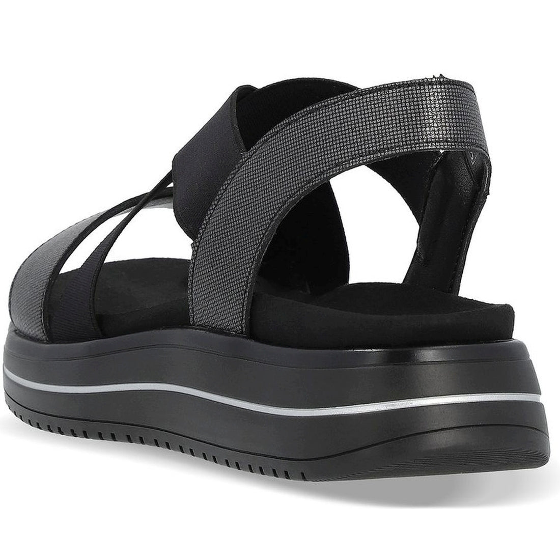 Remonte womens black casual open sandals | Vilbury London