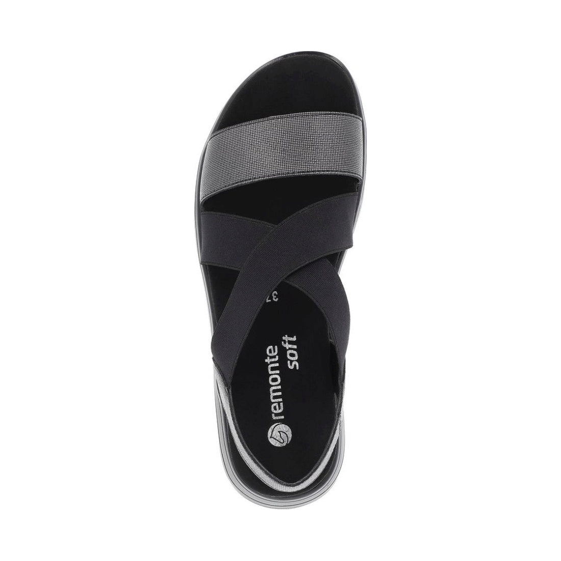 Remonte womens black casual open sandals | Vilbury London