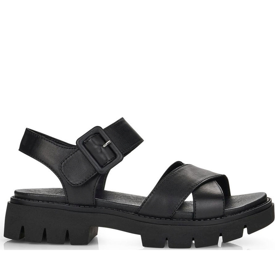 Remonte womens black casual open sandals | Vilbury London