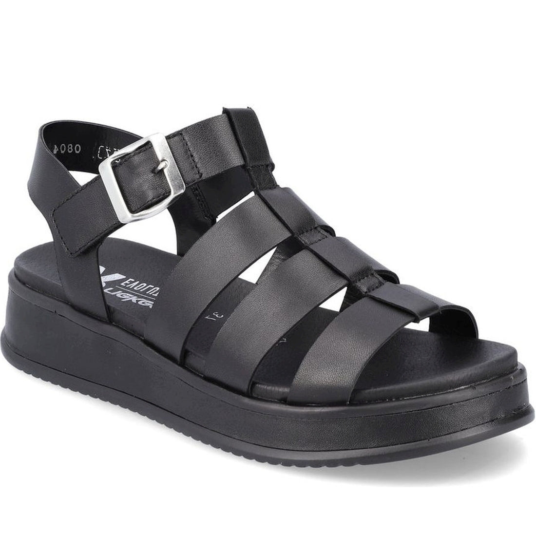 Rieker womens black casual open sandals | Vilbury London