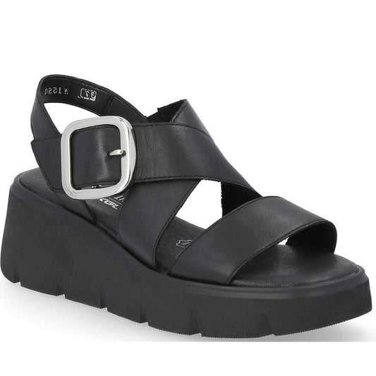 Rieker womens black casual open sandals | Vilbury London