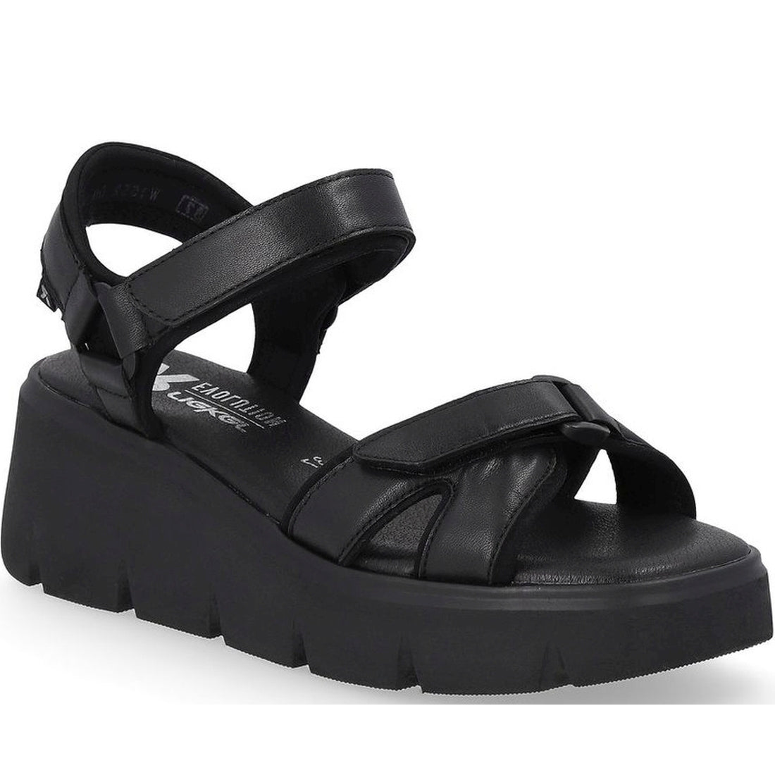 Rieker womens black casual open sandals | Vilbury London