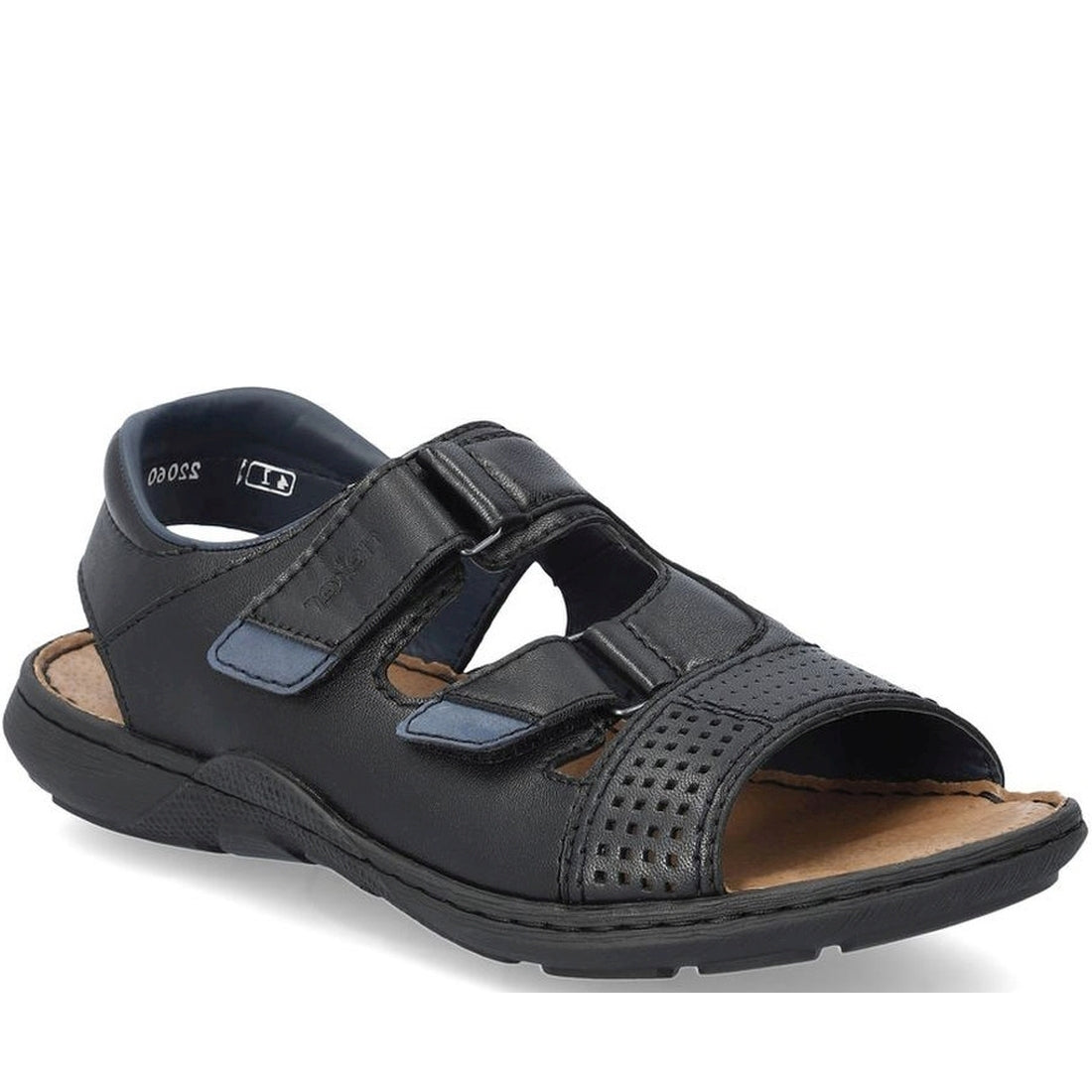 Rieker mens black casual open sandals | Vilbury London