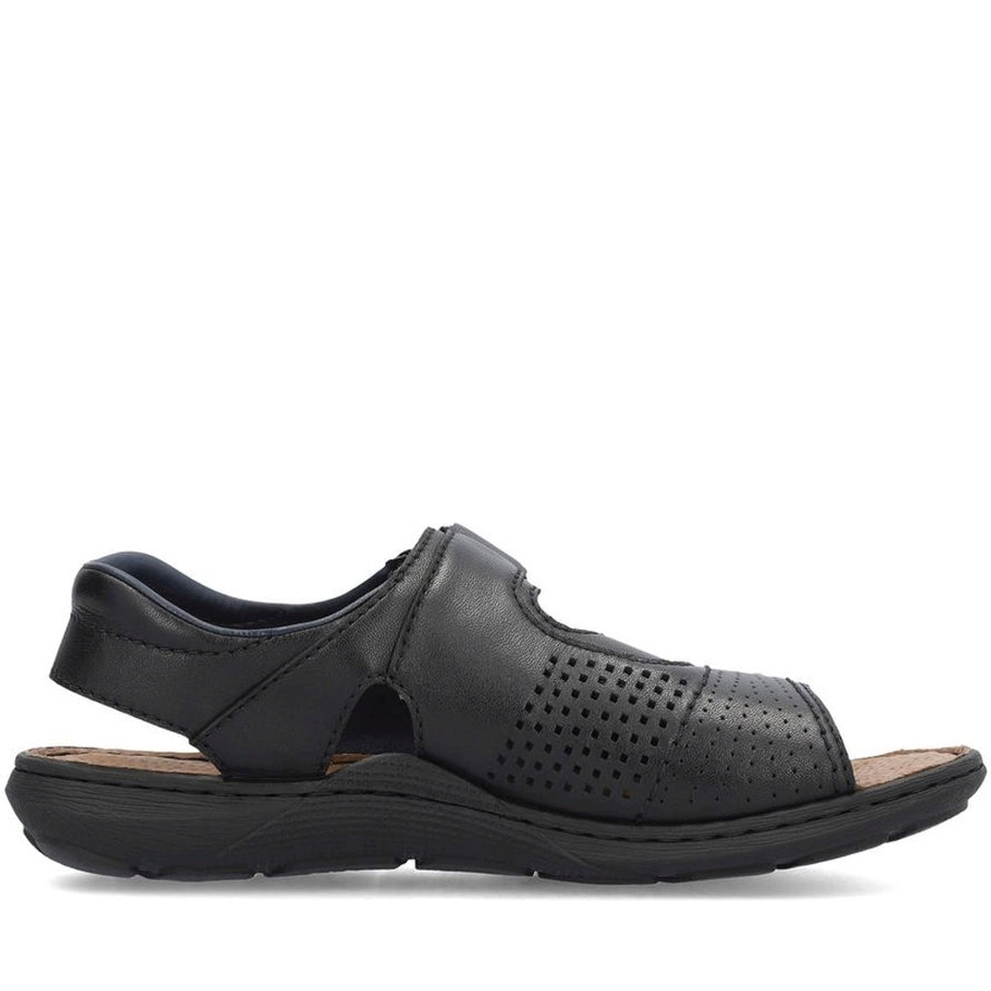 Rieker mens black casual open sandals | Vilbury London