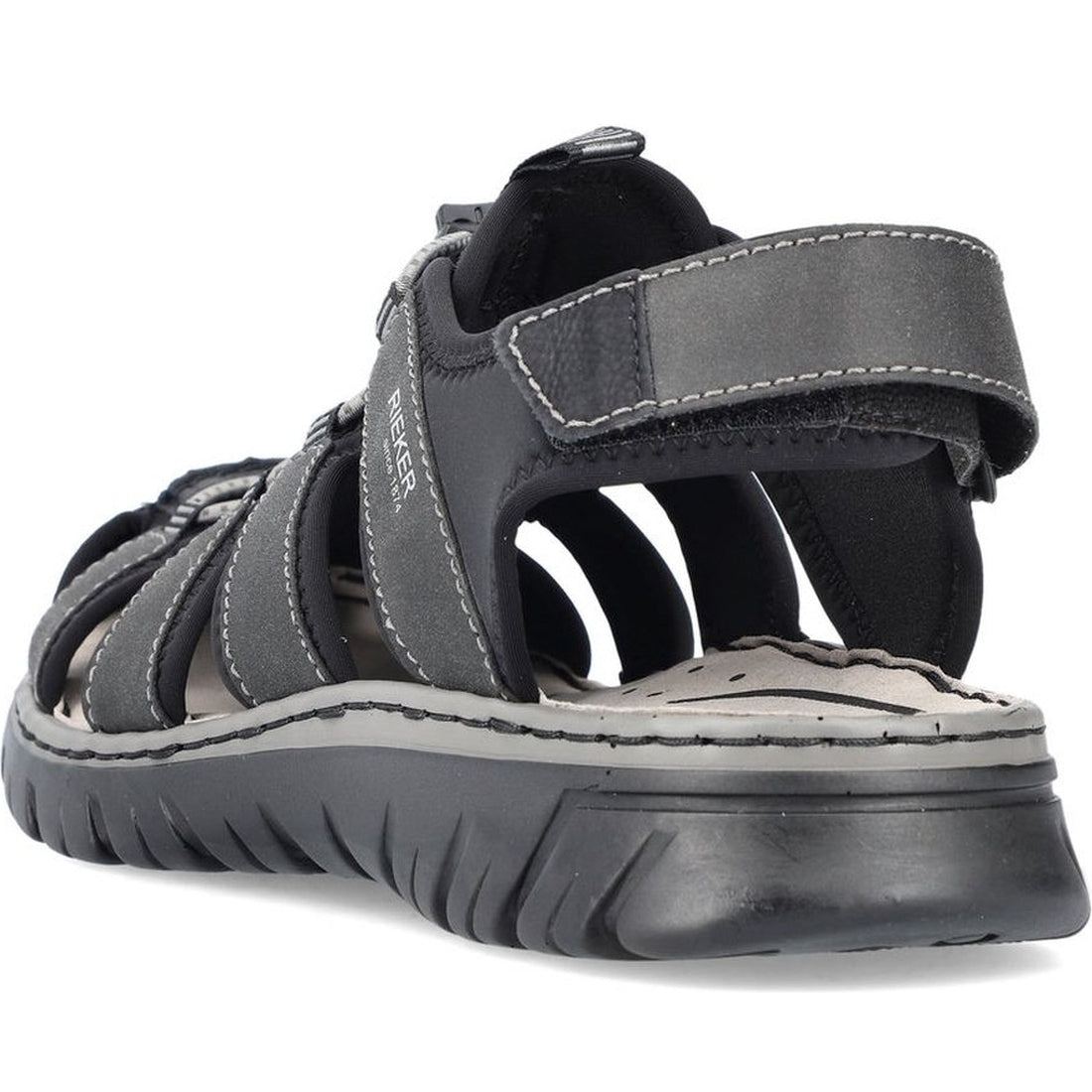 Rieker mens black casual part-open sandals | Vilbury London