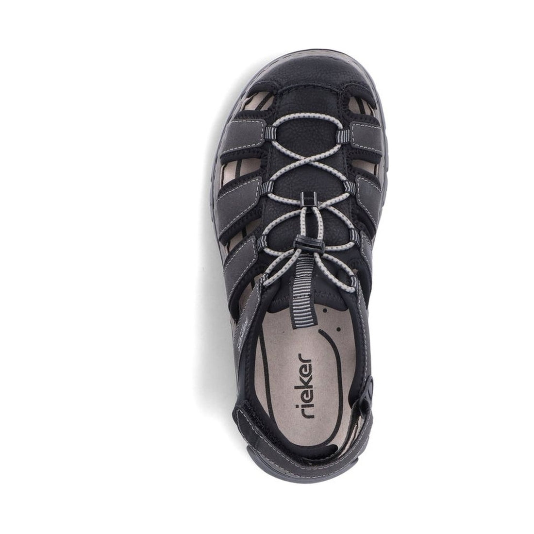 Rieker mens black casual part-open sandals | Vilbury London