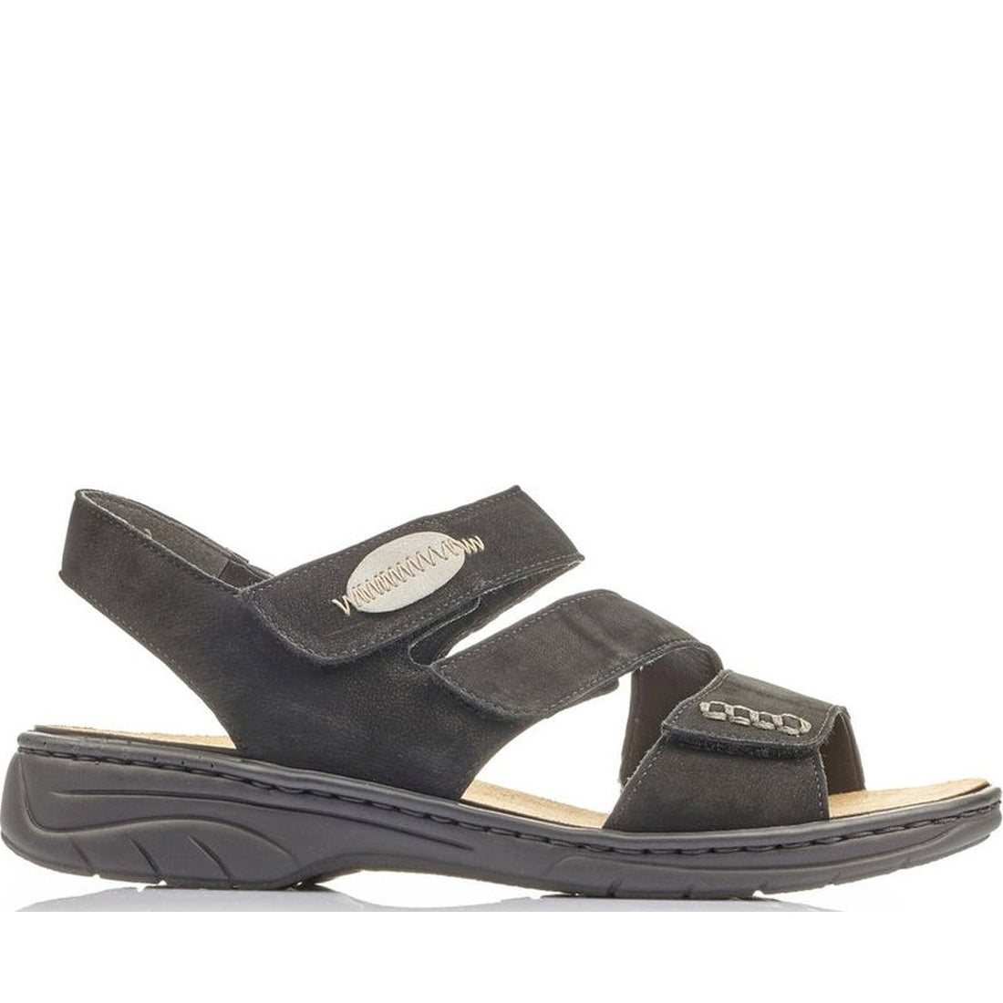 Rieker womens black casual open sandals | Vilbury London