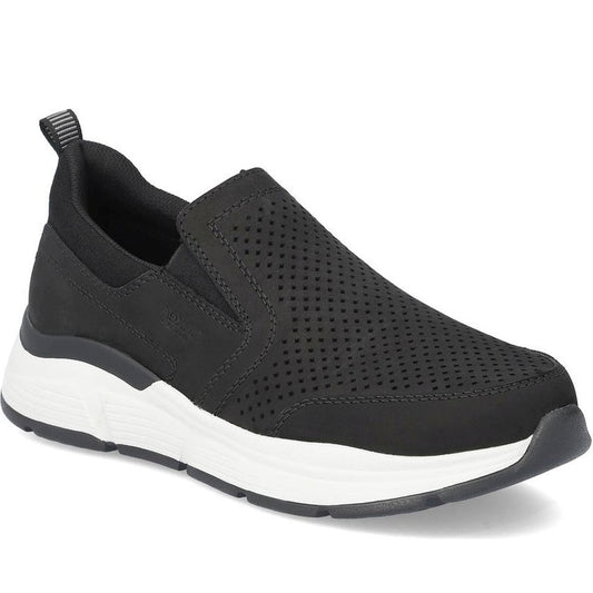 Rieker mens black leisure trainers | Vilbury London