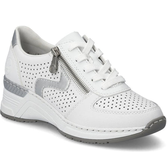 Rieker womens white leisure trainers | Vilbury London