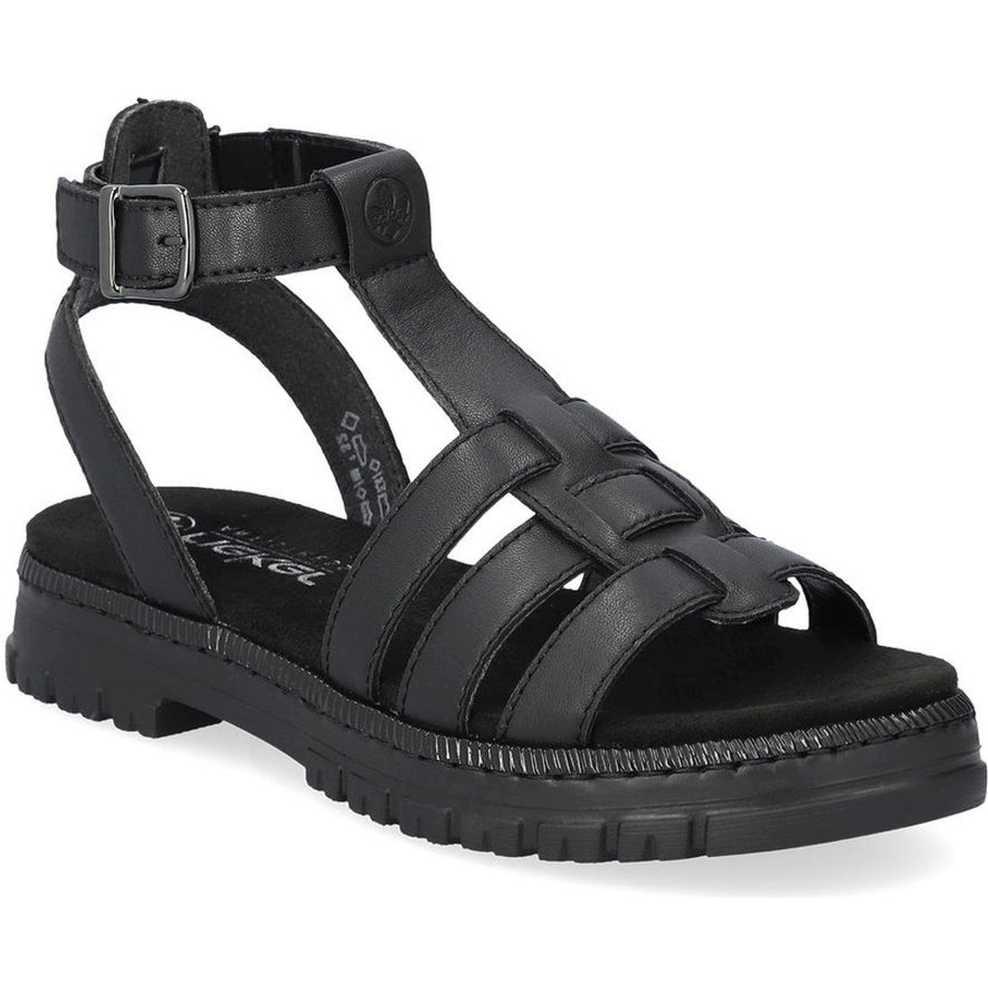 Rieker womens black casual open sandals | Vilbury London