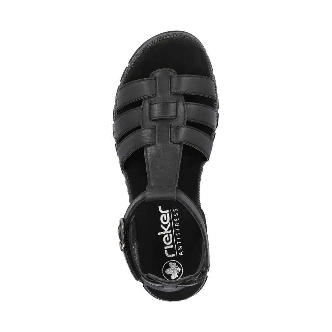 Rieker womens black casual open sandals | Vilbury London