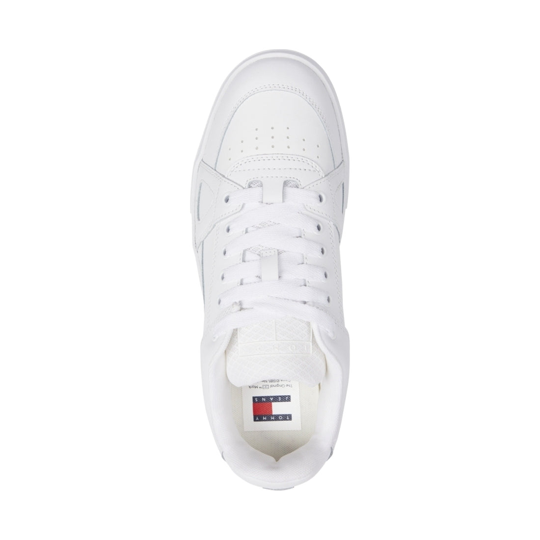 Tommy Jeans mens white vulcanized foxing flag leisure trainers | Vilbury London