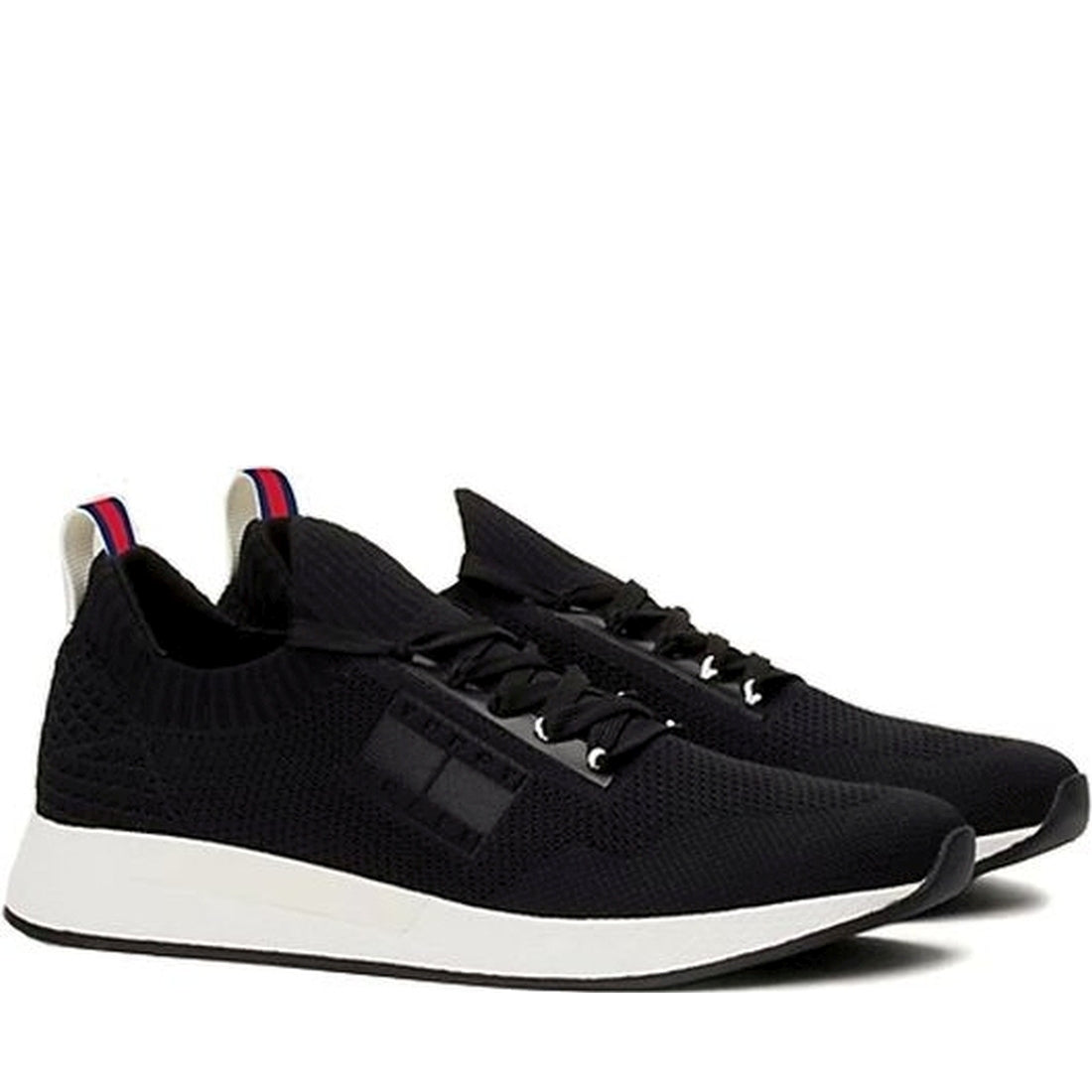 Tommy Jeans mens black elevated knitted leisure trainers | Vilbury London