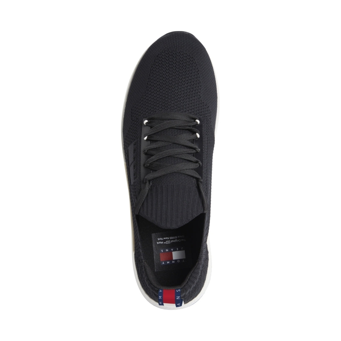 Tommy Jeans mens black elevated knitted leisure trainers | Vilbury London