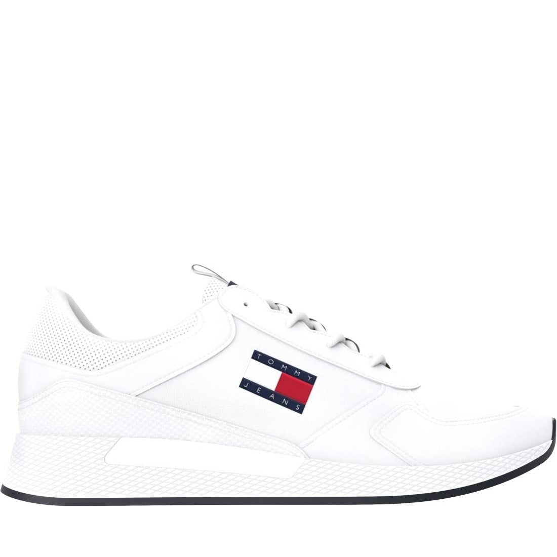 Tommy Jeans mens white flexi leisure trainers | Vilbury London