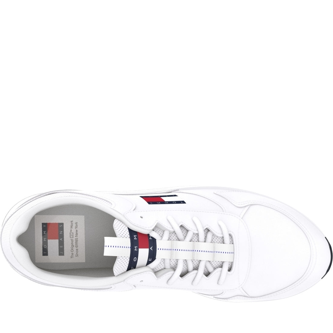 Tommy Jeans mens white flexi leisure trainers | Vilbury London