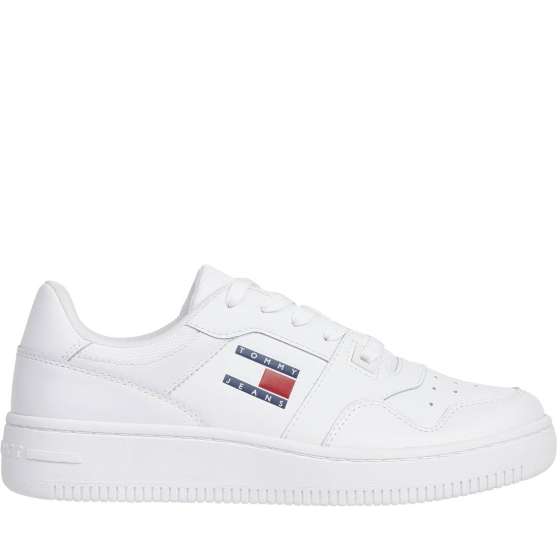 Tommy Jeans womens white retro basket trainers | Vilbury London