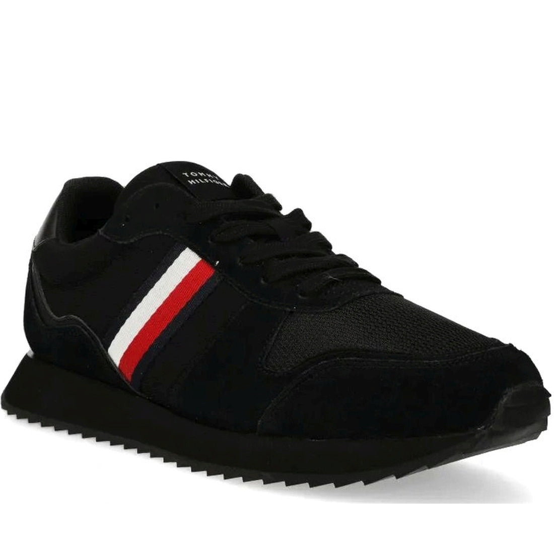 Tommy Hilfiger mens black runner mix leisure | Vilbury London