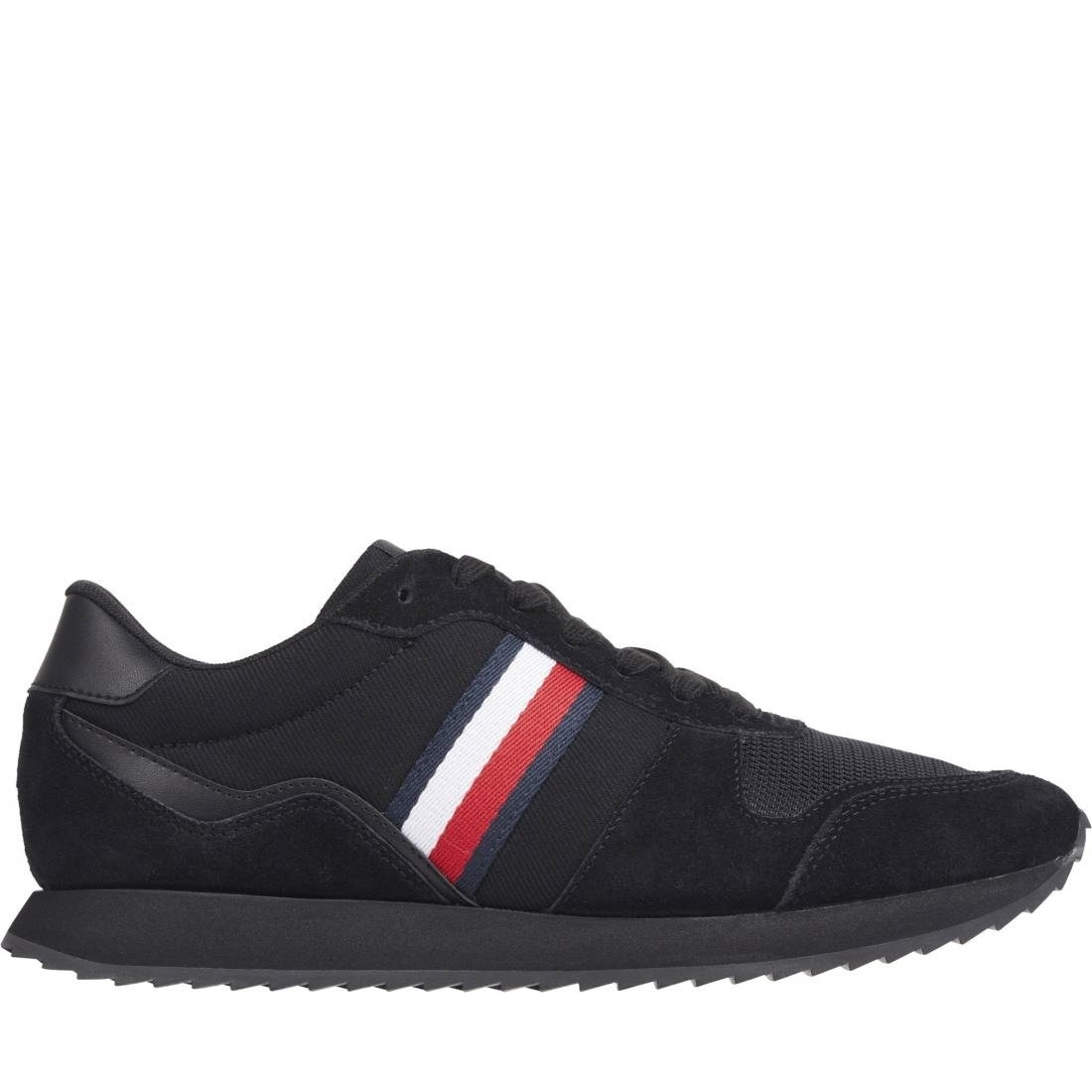 Tommy Hilfiger mens black runner mix leisure | Vilbury London