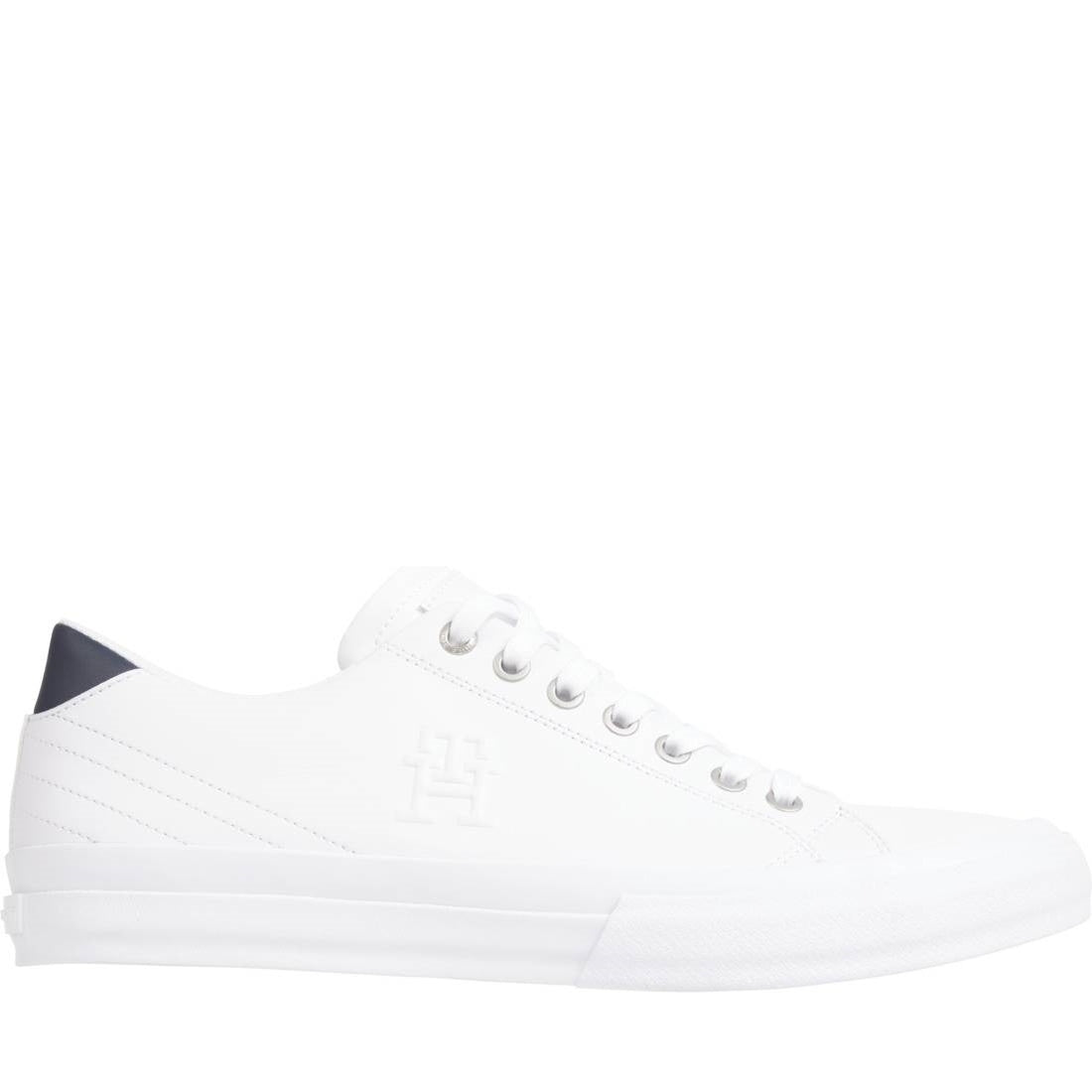 Tommy Hilfiger mens white vulc street low leisure trainers | Vilbury London