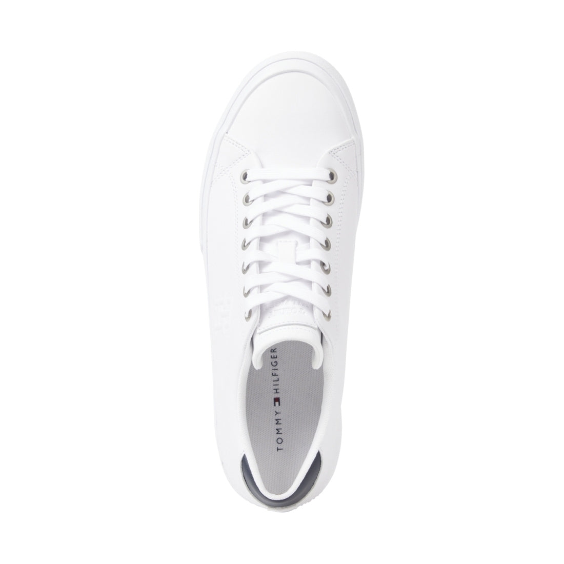 Tommy Hilfiger mens white vulc street low leisure trainers | Vilbury London