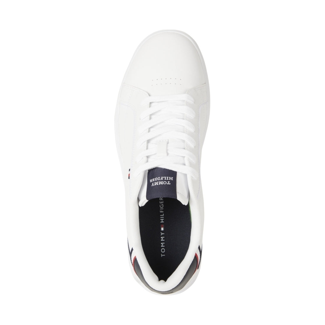 Tommy Hilfiger mens white lo cup detail leisure trainers | Vilbury London