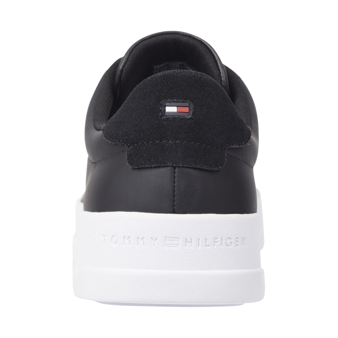 Tommy Hilfiger mens black court leisure trainers | Vilbury London