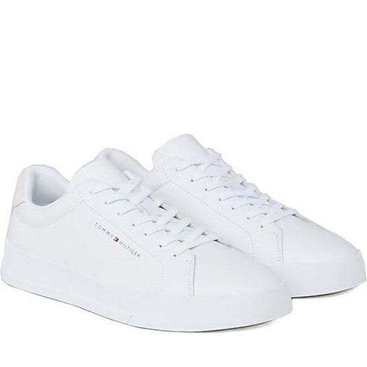 Tommy Hilfiger mens white court leisure trainers | Vilbury London