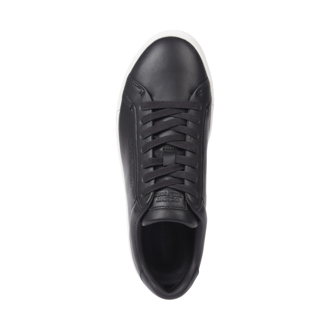 Tommy Hilfiger mens black court premium best leisure trainers | Vilbury London