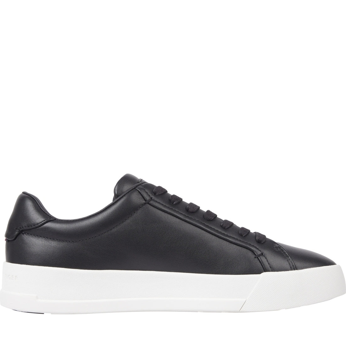 Tommy Hilfiger mens black court premium best leisure trainers | Vilbury London