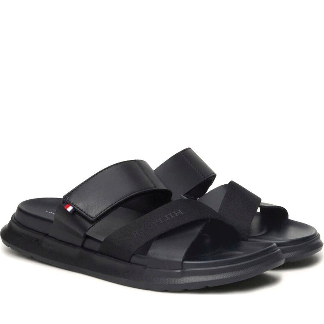 Tommy Hilfiger mens black density mix sandal | Vilbury London