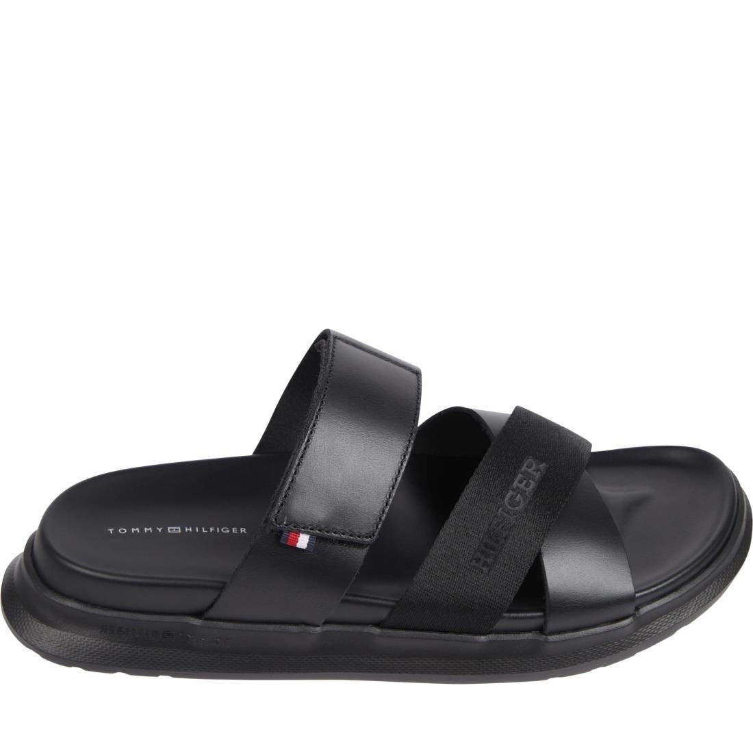 Tommy Hilfiger mens black density mix sandal | Vilbury London