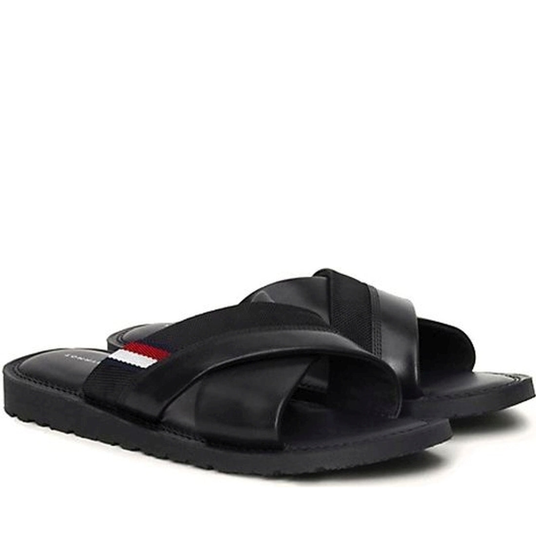 Tommy Hilfiger mens black core criss sandal | Vilbury London