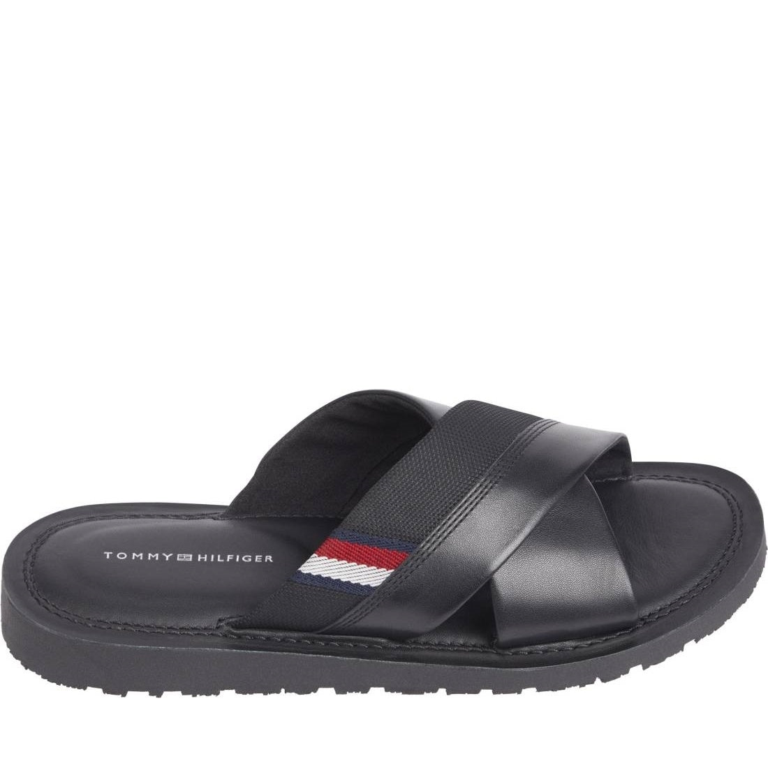 Tommy Hilfiger mens black core criss sandal | Vilbury London