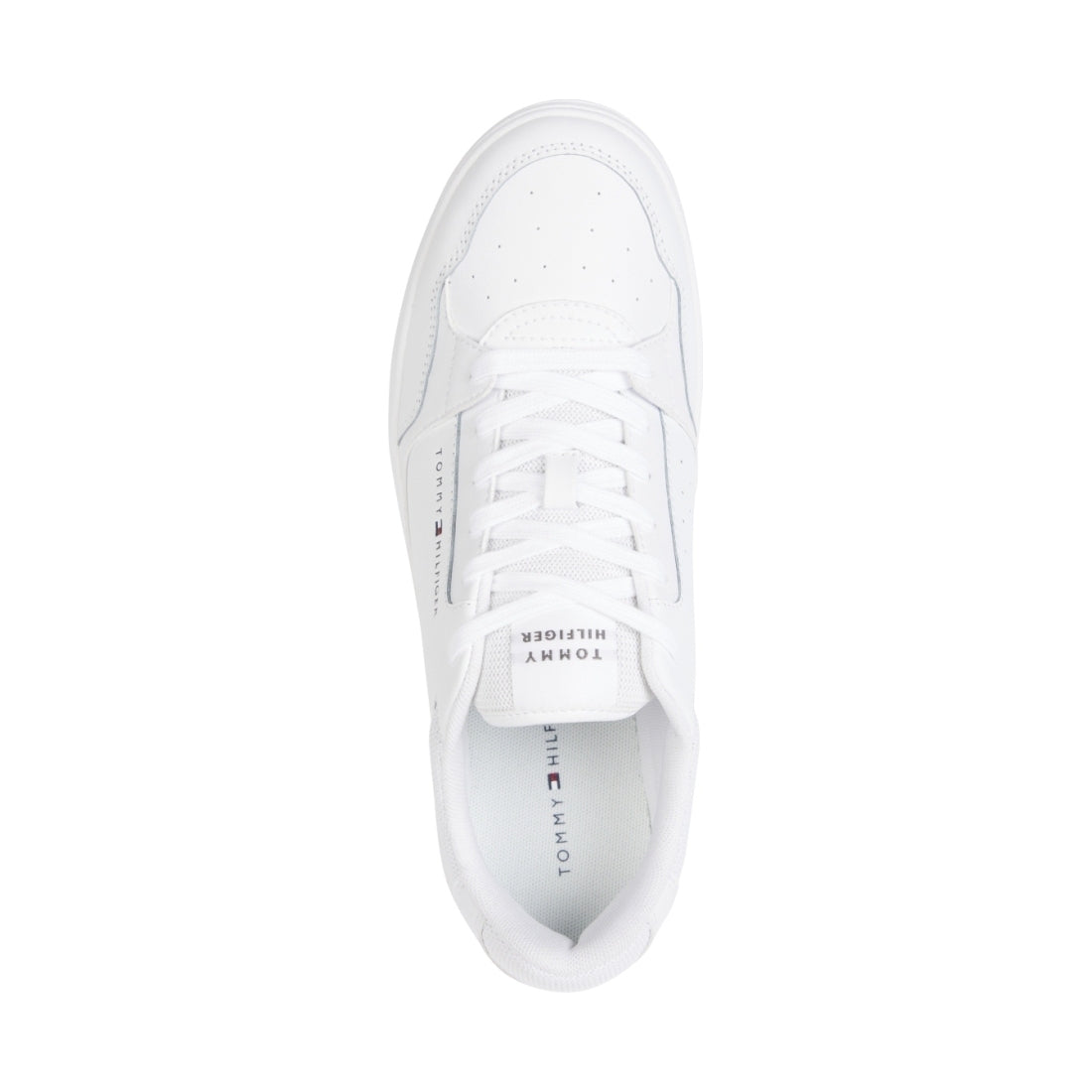 Tommy Hilfiger mens white basket core trainers | Vilbury London