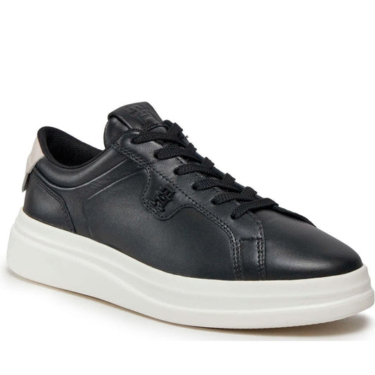 Tommy Hilfiger womens black pointy court sneaker | Vilbury London