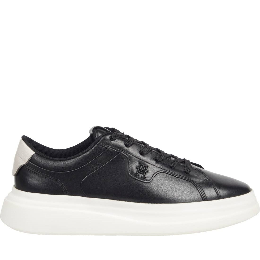 Tommy Hilfiger womens black pointy court sneaker | Vilbury London