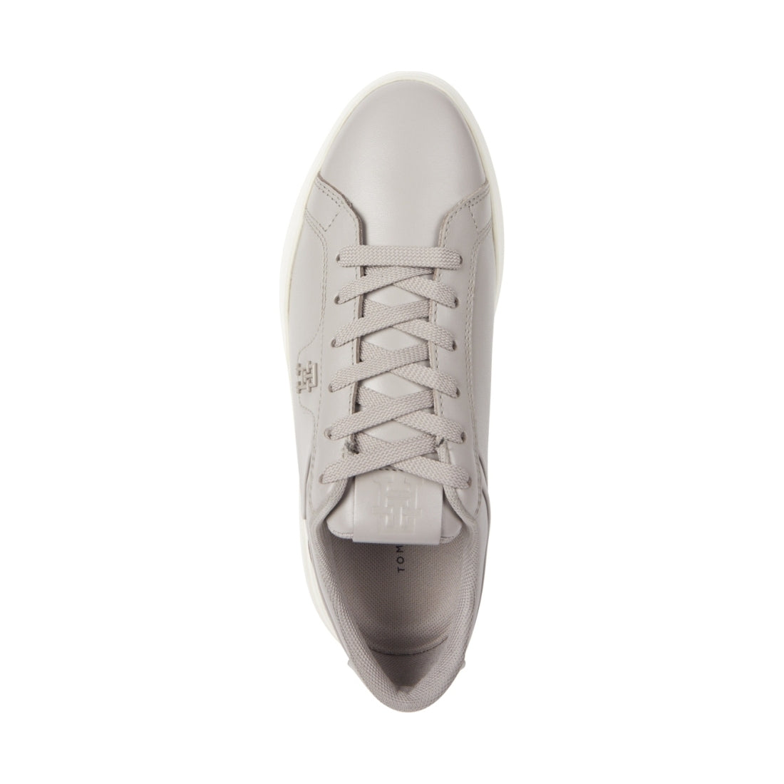 Tommy Hilfiger womens smooth taupe pointy court sneaker | Vilbury London