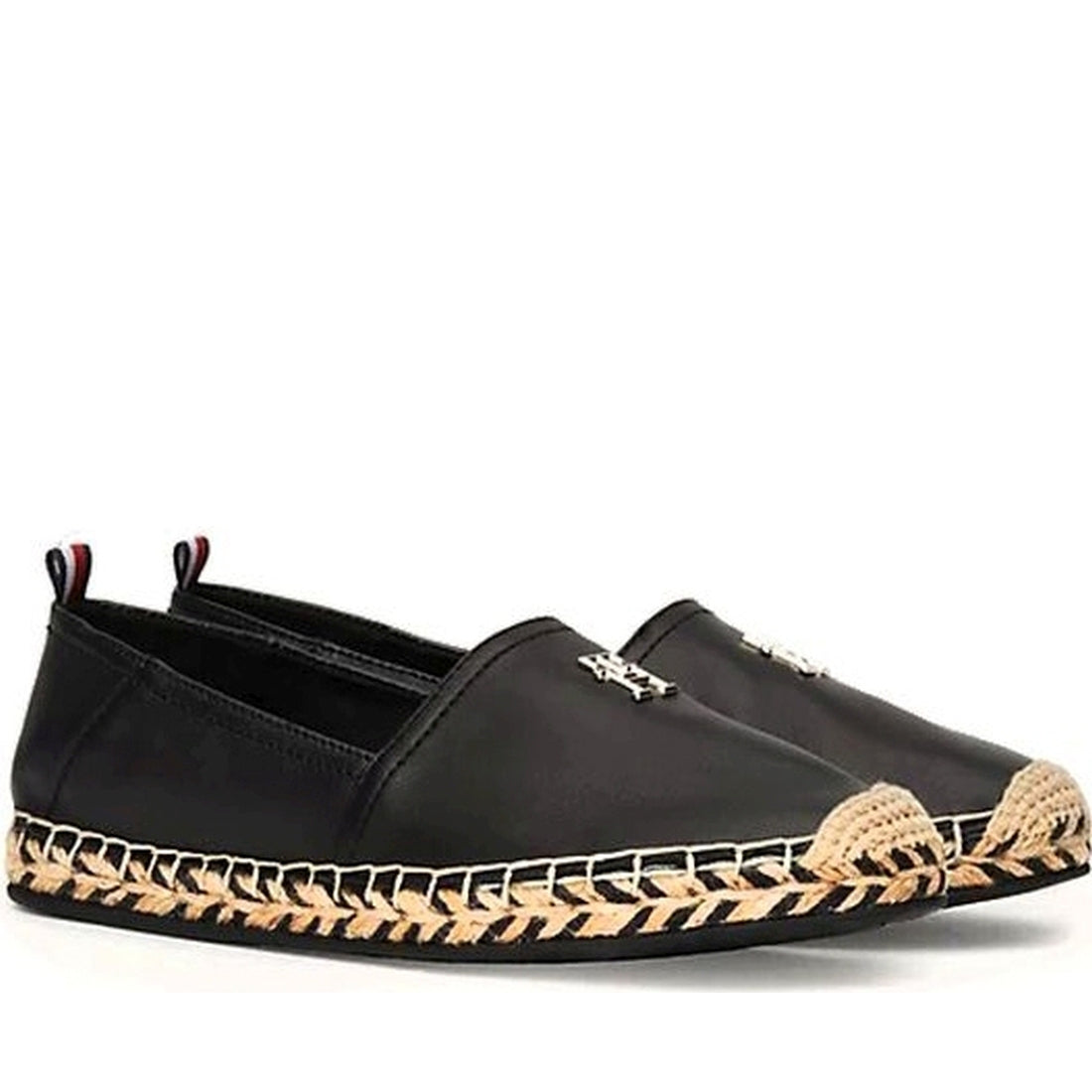 Tommy Hilfiger womens black flat espadrille | Vilbury London