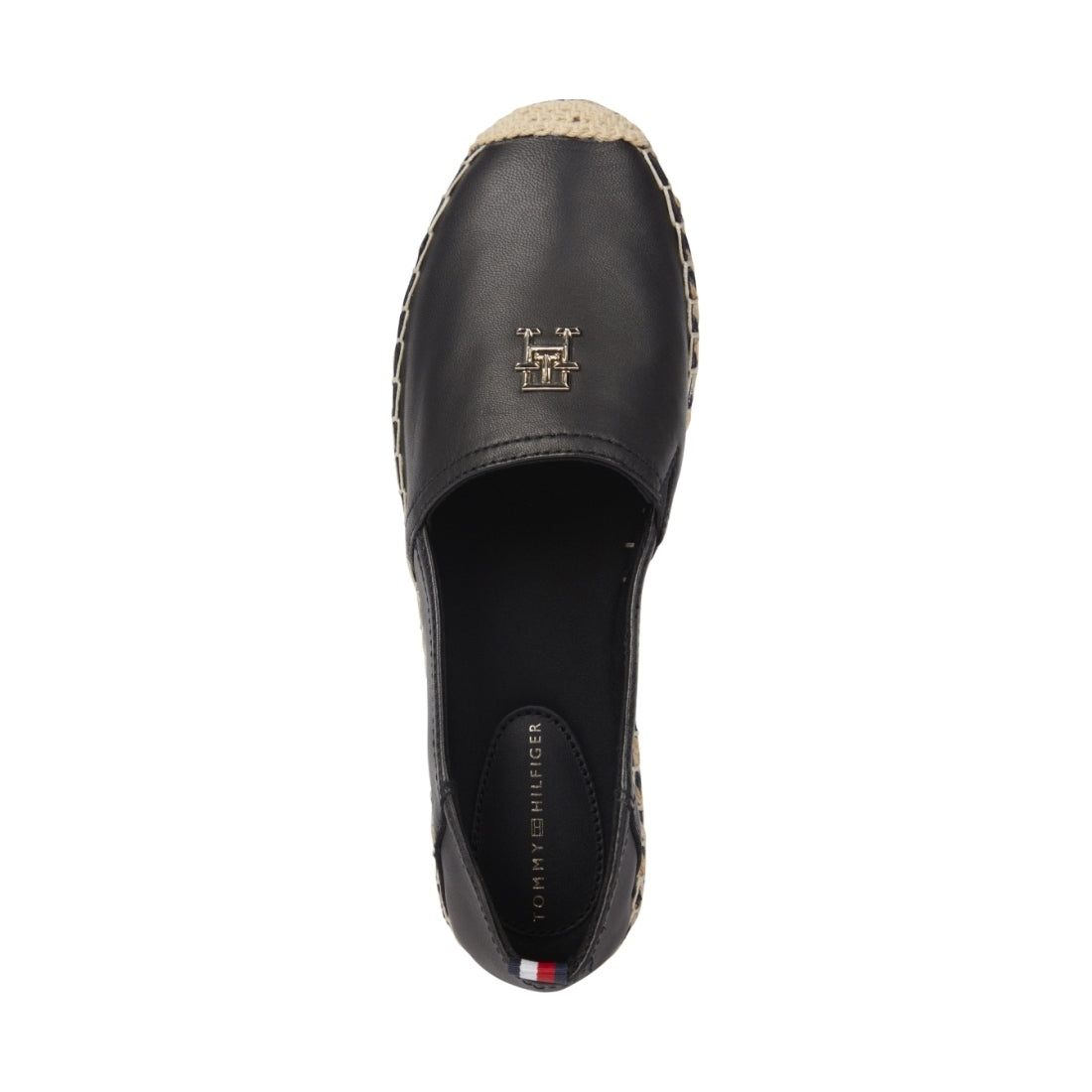 Tommy Hilfiger womens black flat espadrille | Vilbury London