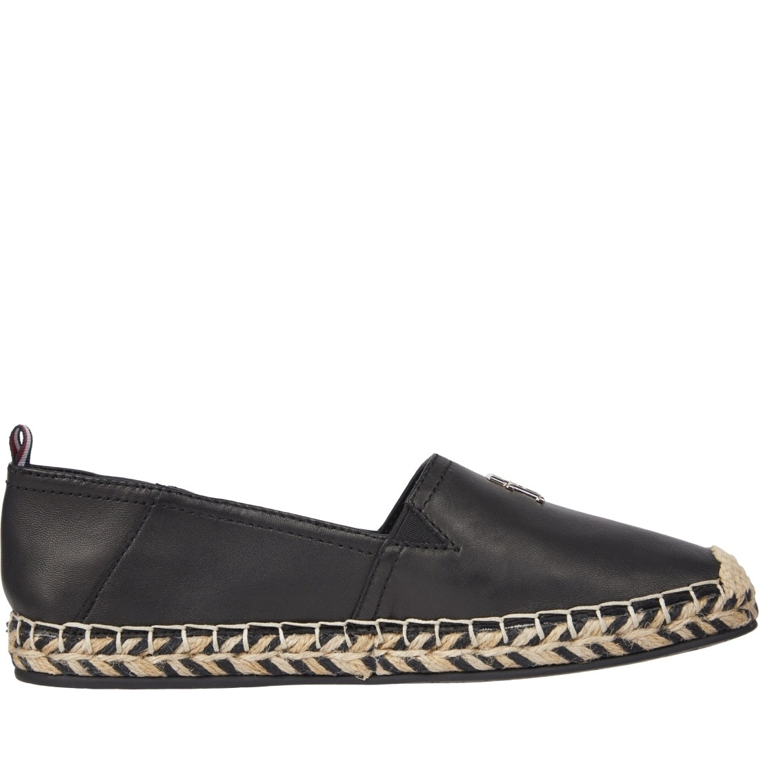 Tommy Hilfiger womens black flat espadrille | Vilbury London