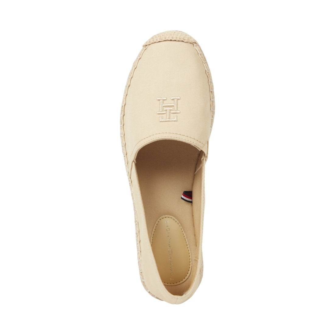 Tommy Hilfiger womens harvest wheat embroidered flat espadrille | Vilbury London