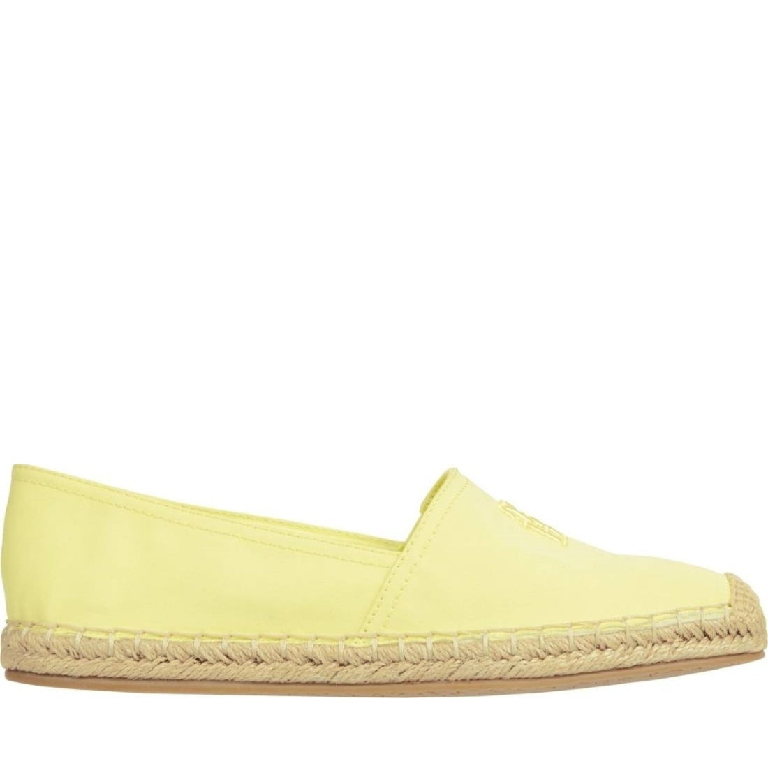 Tommy Hilfiger womens yellow tulip embroidered flat espadrille | Vilbury London