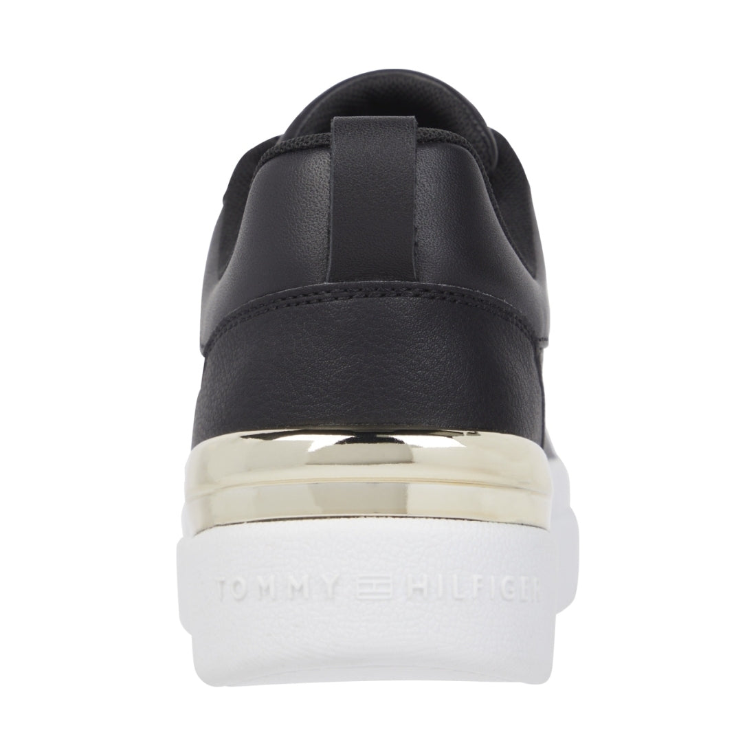 Tommy Hilfiger womens black lux court sneaker | Vilbury London