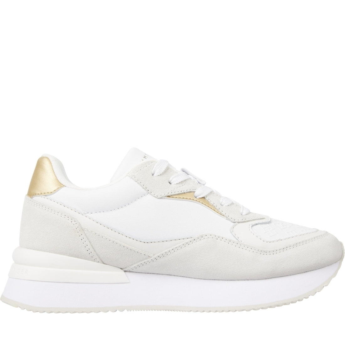 Tommy Hilfiger womens white luxgram leisure trainers | Vilbury London