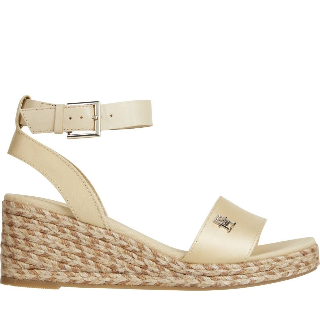 Tommy Hilfiger womens harvest wheat colorful wedge satin sandal | Vilbury London