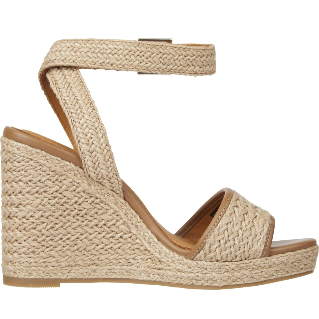 Tommy Hilfiger womens neutral rope high wedge sandal | Vilbury London