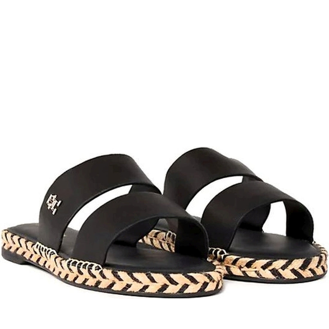 Tommy Hilfiger womens black flat sandal | Vilbury London