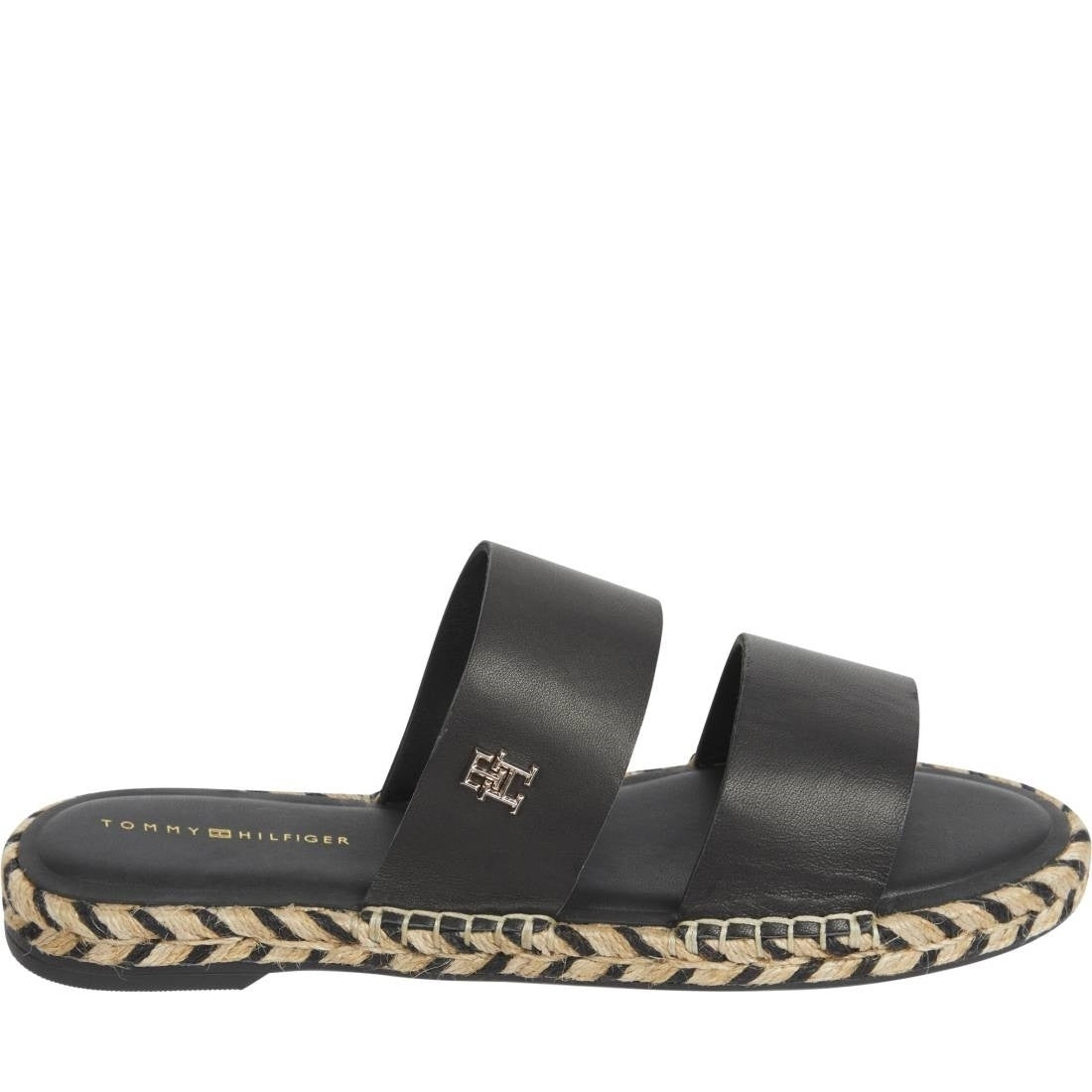 Tommy Hilfiger womens black flat sandal | Vilbury London